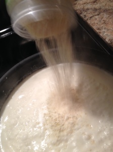 add the cheese in small amounts, stir until its melted. rinse repeat until you are damn near out of cheese